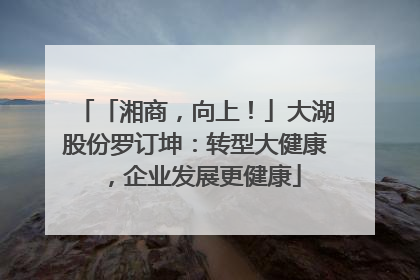 「湘商，向上！」大湖股份罗订坤：转型大健康，企业发展更健康
