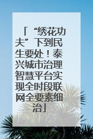 “绣花功夫”下到民生要处！泰兴城市治理智慧平台实现全时段联网全要素细治