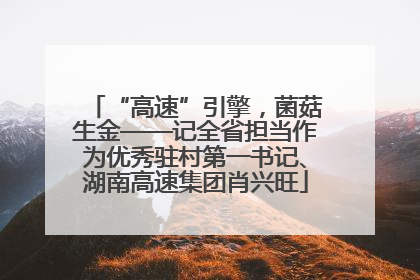 “高速”引擎，菌菇生金——记全省担当作为优秀驻村第一书记、湖南高速集团肖兴旺
