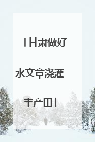 甘肃做好水文章浇灌丰产田
