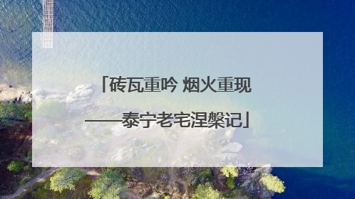 砖瓦重吟 烟火重现——泰宁老宅涅槃记