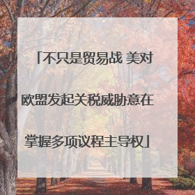 不只是贸易战 美对欧盟发起关税威胁意在掌握多项议程主导权