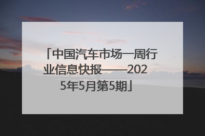 中国汽车市场一周行业信息快报——2025年5月第5期