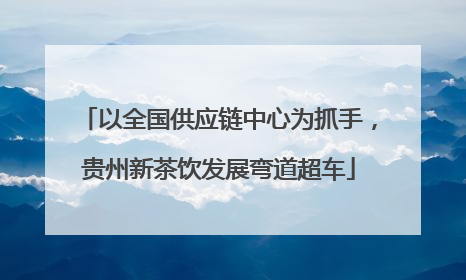 以全国供应链中心为抓手，贵州新茶饮发展弯道超车