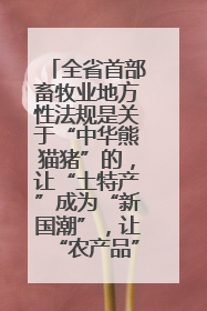 全省首部畜牧业地方性法规是关于“中华熊猫猪”的，让“土特产”成为“新国潮”，让“农产品”升格为“城市IP”