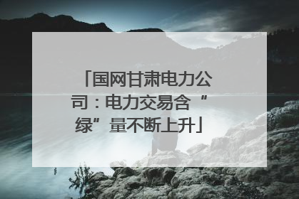 国网甘肃电力公司：电力交易含“绿”量不断上升