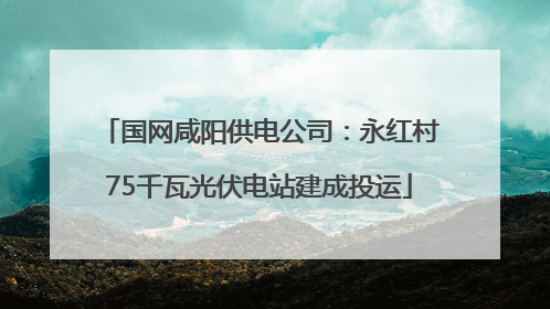 国网咸阳供电公司：永红村75千瓦光伏电站建成投运
