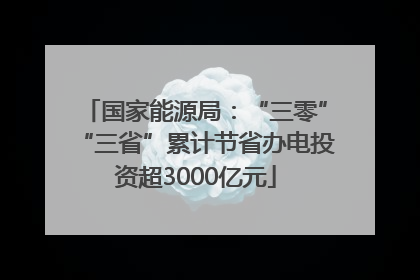国家能源局：“三零”“三省”累计节省办电投资超3000亿元