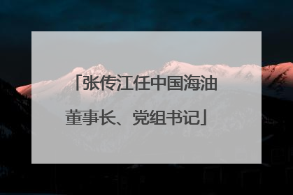 张传江任中国海油董事长、党组书记