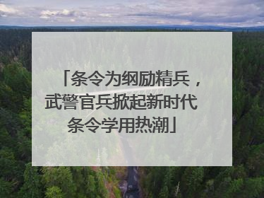 条令为纲励精兵，武警官兵掀起新时代条令学用热潮