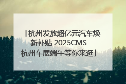 杭州发放超亿元汽车焕新补贴 2025CMS杭州车展端午等你来逛