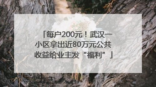 每户200元！武汉一小区拿出近80万元公共收益给业主发“福利”