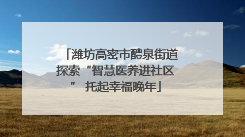 潍坊高密市醴泉街道探索“智慧医养进社区” 托起幸福晚年