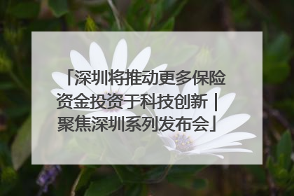 深圳将推动更多保险资金投资于科技创新｜聚焦深圳系列发布会
