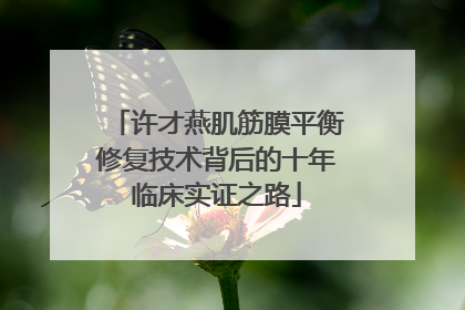 许才燕肌筋膜平衡修复技术背后的十年临床实证之路