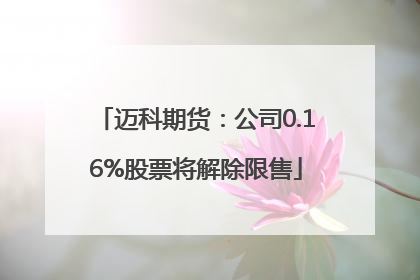 迈科期货：公司0.16%股票将解除限售