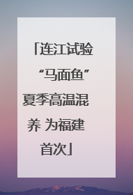 连江试验“马面鱼”夏季高温混养 为福建首次