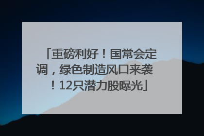 重磅利好！国常会定调，绿色制造风口来袭！12只潜力股曝光