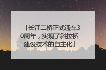 长江二桥正式通车30周年，实现了斜拉桥建设技术的自主化