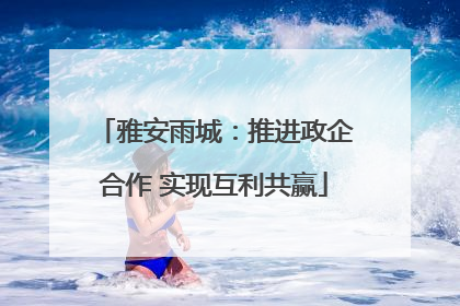 雅安雨城：推进政企合作 实现互利共赢