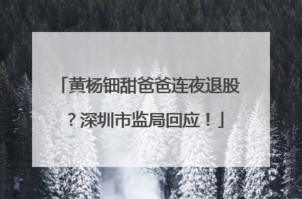 黄杨钿甜爸爸连夜退股？深圳市监局回应！
