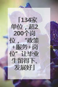 134家单位，超2200个岗位，“政策+服务+岗位”让毕业生留得下、发展好