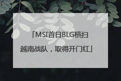 MSI首日BLG横扫越南战队，取得开门红